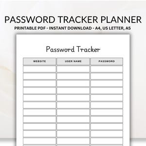 Printable Password Tracker Journal: Secure Login Organizer (A4/A5 PDF)