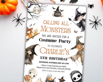 Halloween Birthday Invitation: Kids Costume Party Invite (Digital Download)