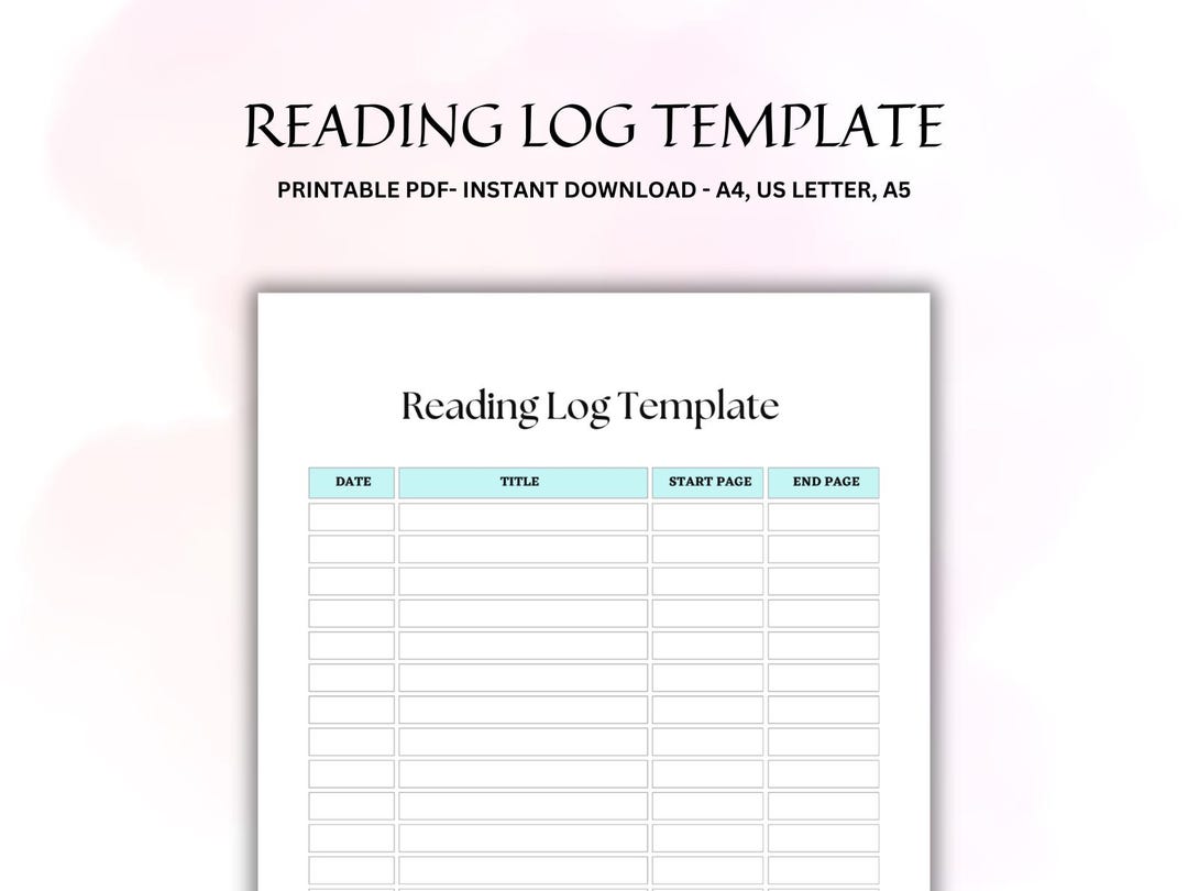 Printable Reading Log Template, Book Tracker PDF, Book Review & Reading ...