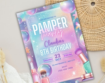 Spa-Geburtstags-Einladung | Pamper Party, Mädchen Selbstfürsorge (Digitaler Download)