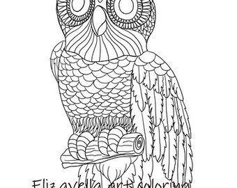 abstract owl • bird art • Coloring Page for Adults • animal Coloring Page • Instant Download • Elizavella Art • JPEG printable