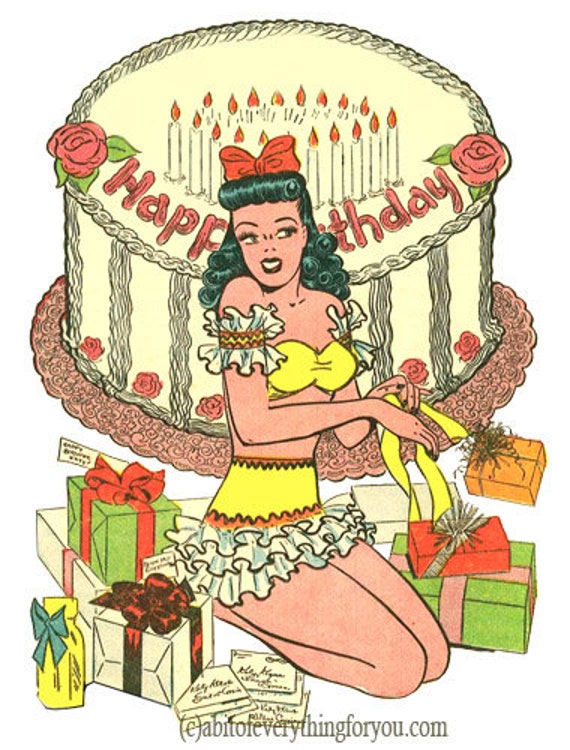 Joyeux Anniversaire Gateau Brunette Pinup Fille Presente Etsy Joyeux Anniversaire Gateau Brunette Pinup Fille Presente Etsy