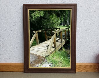 Wood bridge over creek printable Nature Montana photograpy wall art print digital instant download image 8.5" x 11"
