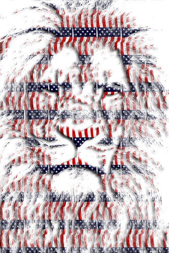 Patriotic Stars And Stripes Usa Abstract Lion Animal Print Americana Wall Art Home Decor Printable Art Gift Digital Download Red White Blue