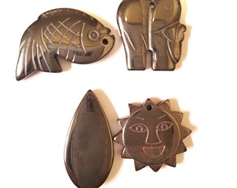 black hematite pendants lot sun fish elephant tear drop charms stone Gemstone animals jewwelry making supplies