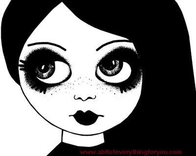 Big Eye Goth Doll Face Big Eyes Girl Printable Art Clipart Png