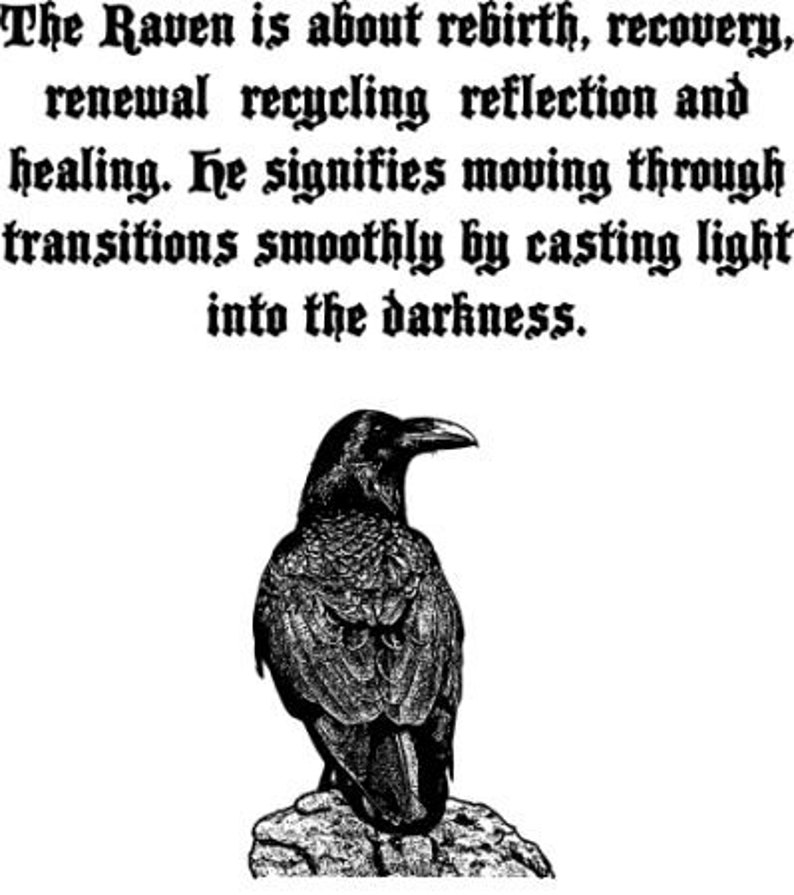 Black raven crow bird spirit animal sayings printable art | Etsy