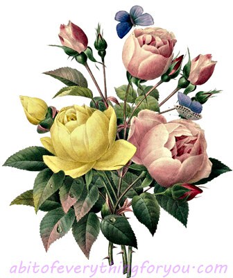 Vintage Rose Flower Bouquet Printable Art Print Jpg Png Download Digital Image Downloadable Nature Garden Botanical Graphics