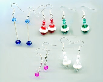 6 pr bead drop dangle earrings lot plastic glass handmade jewelry wholesale assorted colors mixed lot