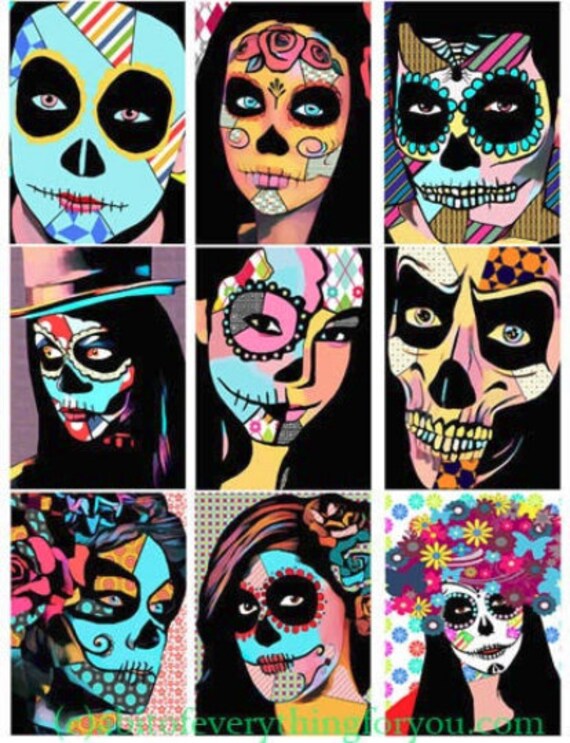 Dia De Los Muertos Man And Woman - Printable Day Of The Dead Sugars Skulls Men Women Clipart Etsy