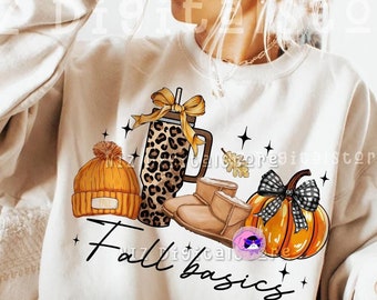 Retro Fall Basics Png, Retro Fall Pumpkin Bow Png, Fall Coquette Bow PNG, Fall Shirt Png, Autumn Girly Png, Girl Autumn Sublimation Design