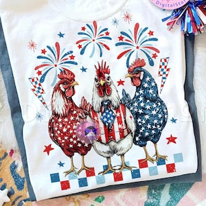 Patriotic Chicken PNG, Preppy 4th Of July Png Sublimation Design, Usa Flag Png, Independence Day Png, Freedom Png, USA Farm Animal Clipart