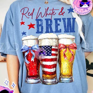 Retro Red White and Brew Png, Fourth Of July Beer Png, Beer Lovers July 4th Graphic, Independence Day Shirt PNG, Patriotic Beer PNG Design