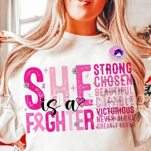 Breast Cancer She Is A Fighter Png Design, Breast Cancer Bible Verse Png, Breast Cancer Png, Cancer Awareness Sublimation Digital Download