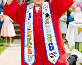 Personalized Class of 2026 Stole, Custom Preschool Kindergarten Graduation Sash , Preschool Graduation Stole, School Name Graduation