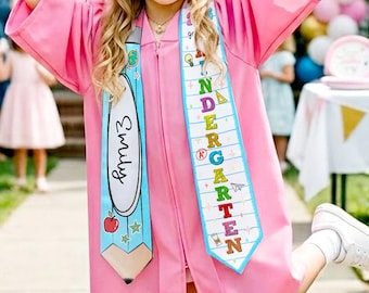 Personalized Kid Graduation Stole , Pencil Graduation Sash Kids, Class of 2026 Kinder Grad Gift, Preschool Ceremony Outfit