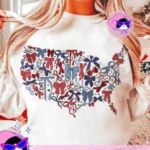 Mapa de lazo de EE. UU. (PNG), Chica americana coqueta (PNG), Diseño de lazo del 4 de julio, Estados Unidos (PNG), Arte de sublimación del orgullo estadounidense, Día de la Independencia (PNG)