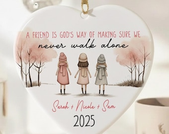 Personalized Friend Christmas Ornament, Custom Friendship Ornament, Best Friend Gift, Bestie Gift for 2-6 Friends, Soul Sister Keepsake
