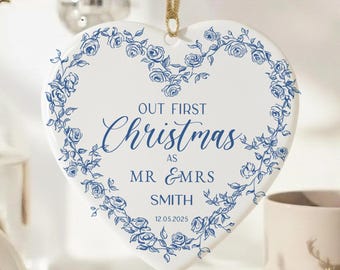Personalized Our First Christmas Ornament, Christmas Married As Mr & Mrs Ornament, Married Christmas Ornament, Married Ornament Gift