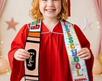 Personalized Kids Graduation Stole, Preschool Kindergarten Graduation Sash, ,Grad Gift for Kids, Class of 2026 Sash, Kids Graduation Sash