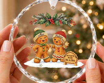 Personalized Gingerbread First Christmas Ornament, Custom Mr and Mrs Christmas Ornament, First Christmas Married Gift, Couple Ornament 2026