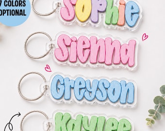 Personalized Kids  Backpack Name Tag, Custom Kids Name Acrylic Keychain, Back to School Backpack Name Tag ,Back To School Kids Gift