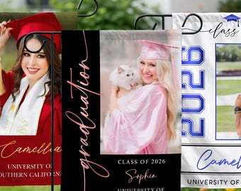 Personalized Graduation Garden Flag, Custom Photo Class of 2026 Yard Flag, Senior Graduation Gift, College Garden Flag, University Grad Flag