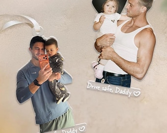 Personalized Photo Drive Safe Daddy Car Ornament, Custom Acrylic Car Hanger, Gift for Dad Husband, Father's Day Car Decor, New Dad Gift
