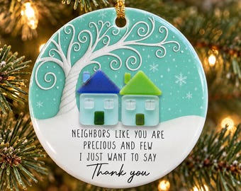 Neighbors Sea Glass Ornament 2026 2D, Thank You Neighbors Ornament Gift, Christmas Keepsake for Neighbor, Christmas Ornament Gift