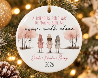 Personalized Friend Christmas Ornament, Custom Names Bestie Keepsake, Best Friend Gift, Bestie Gift for 2-6 Friends, Soul Sister Keepsake