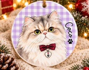Personalized Dog Cat Christmas Ornament, Custom Pet Name Ornament, Watercolor Dog Portrait Keepsake, Christmas Gift for Dog Lovers