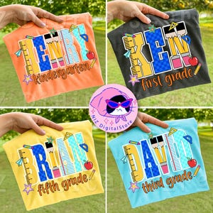 Preppy Custom Name Back To School Girls Png, Custom School Kids Png, Teacher Appreciation Gifts, First Day School Png, Bow Pencil Shirt png