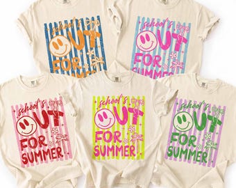 Comfort Colors School’s Out For Summer Shirt, Cute Teacher End of School Tee, Retro Smiley Face Summer Break Shirt, Last Day Gift