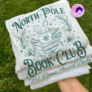 Vintage North Pole Book Club PNG, Retro Christmas Book Png, Xmas Hot Cocoa, Christmas Book Lover, Winter Coffee Mug, Christmas Book CLub Png