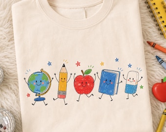 Back To School Shirt, Cute School Supplies Shirt, Teacher Student Shirt, Doodle Classroom Shirt, First Day Of School Gift, Happy School Tee
