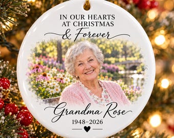 Personalized Grandma Memorial Ornament, In Loving Memory Christmas Photo Keepsake, Memorial Christmas Ornament, Sympathy Gift