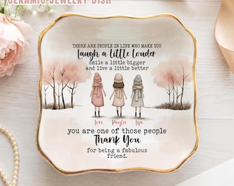 Personalized Best Friend Jewelry Dish, Custom Friendship Ring Dish, Bestie Gift for Her, Thank You Friend Keepsake, Ceramic Trinket Dish