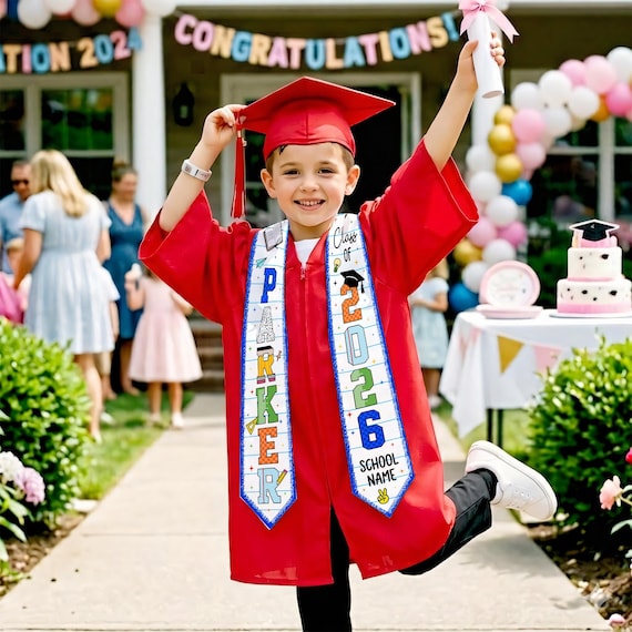 Personalized Class of 2026 Boy Stole, Custom Preschool Kindergarten Kid Graduation Sash , Preschool Graduation Stole, School Name Graduation