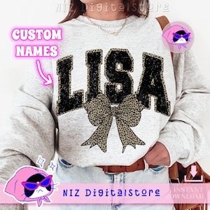 Leopard Benutzerdefinierter Name PNG, Kokette Leopard Name Bogen Png, Gepard Leopard Bogen Design Sublimation, Muttertag Bogen Sublimation Download