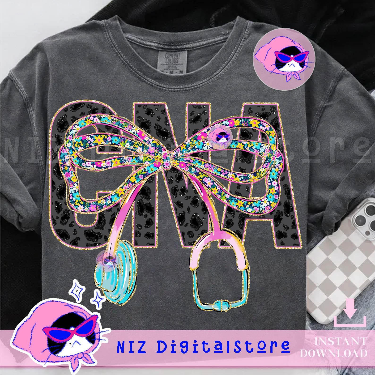 Preppy Nurse Cna Floral Png, Floral Bow Nurse Cna Stethoscope Png, Everyday Png, Girly Cna, Nurse Education, Retro Nurse Life png, Nursing