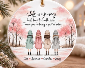 Personalized Sisters Christmas Ornament, Custom 1-6 Sisters Christmas Ornament, Sister Ornament, Sister Christmas Ornament, Sister Gift