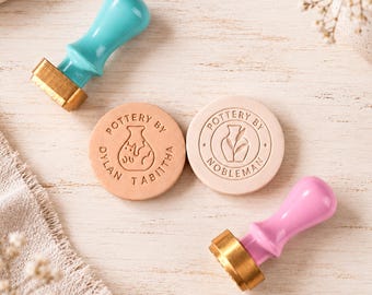 Sello de arcilla para firma, sello de cerámica personalizado, sello de cerámica con logotipo personalizado, herramienta de marca de fabricante hecha a mano, sello de arcilla personalizado para ceramista