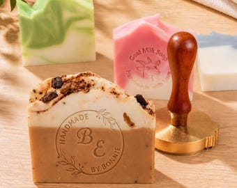 Custom Brass Soap Stamp - Personalized Logo Embosser for Handmade Soap Bars, Artisan Branding Tool, Unique Gift for Soap Makers