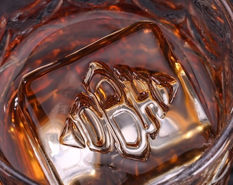 Custom Monogram Ice Cube Stamp, Personalized Initials Brass Whiskey Ice Stamp, Wedding Groomsman Cocktail Bar Gift