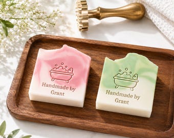 Personalized  Brass Soap Stamp | Custom Logo Embosser for Artisan Branding, Soap Maker's Signature Mark