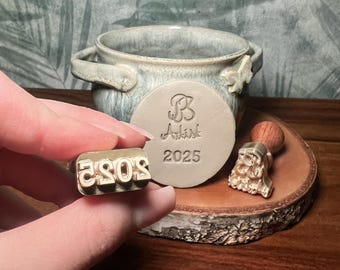 Custom Brass Clay Stamp: Personalized Pottery Maker's Mark