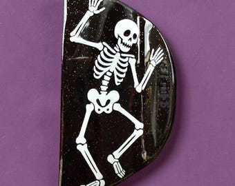 Dancing Skeleton Hair Claw Clip Glitter - Halloween Spooky