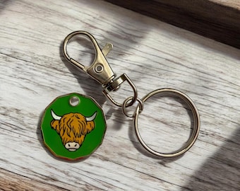 Highland Cow Scottish Pound Coin trolley coin - Keyring GBP