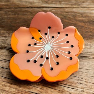 Orange Flower Hair Clip/Claw - Sakura