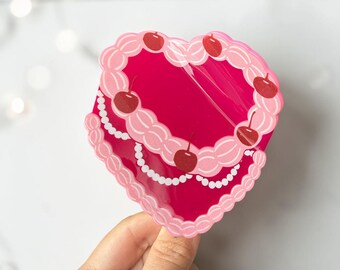 Pink Vintage Cake Hair Claw with Cherries